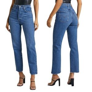 Levi’s Ribcage Straight Ankle Size 18W Medium Wash Raw Hem Cropped